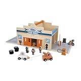 jouet garage voiture 1er age DES DÉTAILS QUI FONT LA DIFFÉRENCE : Lavage auto avec rouleaux doux, portes coulissantes, rampe d’accès, barrière amovible et dépanneuse aimantée pour remorquer la voiture comme en vrai. Facile à transporter grâce à sa poignée.