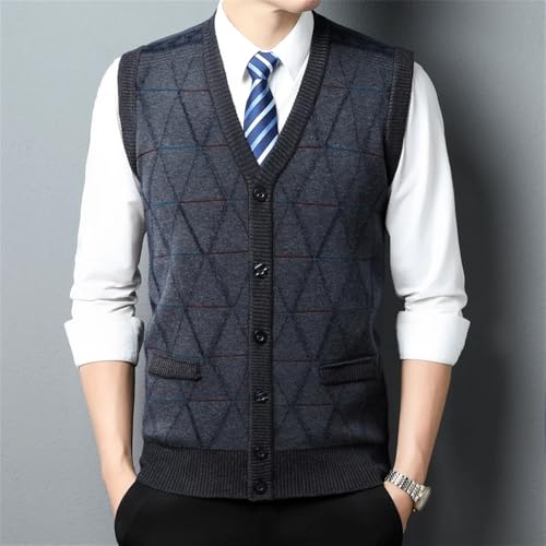 Bollrllr 2024 Winter Men's Wool Knitted Vest Fashionable Sleeveless Cardigan Vest Warm Retro Vest2