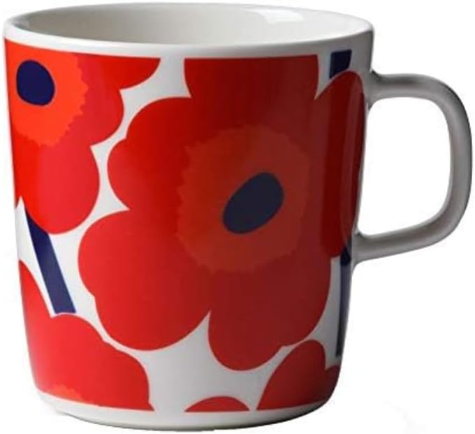 MARIMEKKO Oiva Unikko Mug – Refine Your Kitchen Décor with Our Iconic Floral Stoneware – Stylish Porcelain Coffee Mugs to Elevate Your Drinking Experience (13.5oz)