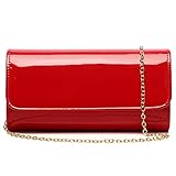 Patent Leather Envelope Clutch Womens Evening Handbag Stylish Shoulder Bag Purse for Christmas Wedding Party Prom(Red 018)
