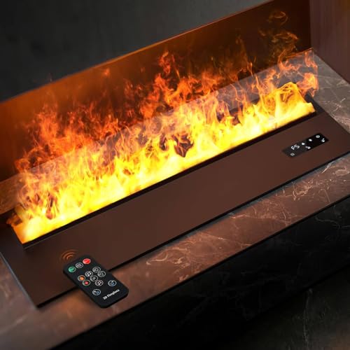 Chimenea de vapor de agua, chimenea decorativa con llama atomizada 3D, inserto eléctrico, control táctil/remoto/aplicación, sin calefacción, 100 cm