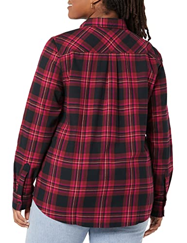 Amazon Essentials Women's Classic-Fit Long-Sleeve Lightweight Plaid Flannel Shirt, Black/Pink, Chelsea Tartan, X-Large #TOP3