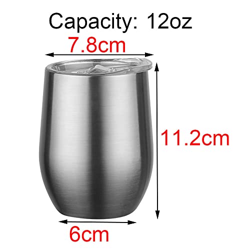 3Pcs Set 304 Stainless Steel Bottle Cups Wine Tumbler With Lid Wine Glasses Cup For Wine, Beer, Tea, Coffee, Milk, Drinks, Champagne (Silver) #TOP2