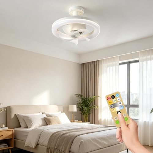 Ventilador de techo para dormitorio silencioso y luz con base E27 3