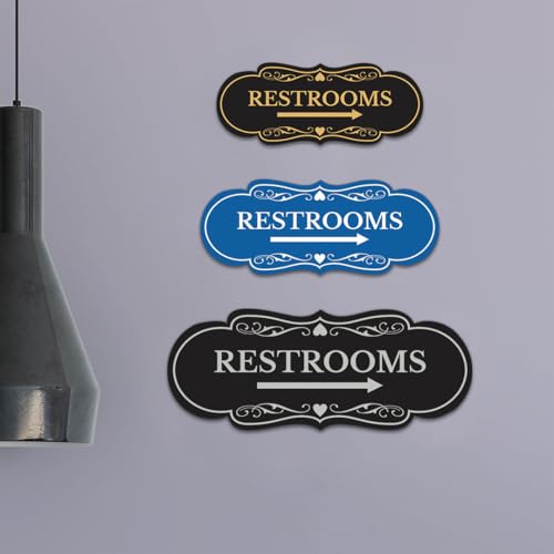 Panneau flèche droite pour toilettes de restaurant chic L - 2