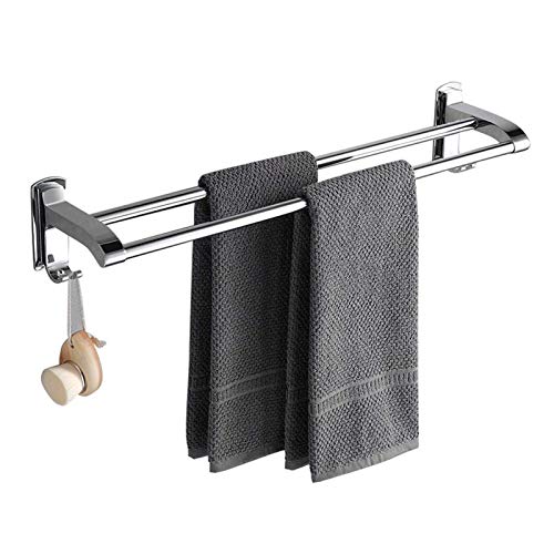 Double porte-serviettes suspendu mural 50cm acier inoxydable vis