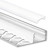 INNOVATE LED Fliesenprofil Alu Profil 2 Meter inkl. Abdeckung - Fliesen - Aluminium für LED Streifen bis 12mm Breite - 2000mm Länge (Abschlussprofil Fliesen - satinierte / milchige Abdeckung)