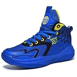 Nihaoya Kids Basketball Shoes Outdoor Girls Athletic Tennis Shoes Youth Comfortable Boys Slip On Basketball Sneakers Blue Big Kid 3