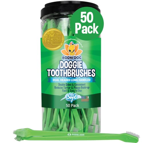 Image of Bodhi Dog Dual-Headed Toothbrush for Dogs & Cats - Soft Bristles for Gentle Pet Dental Care - Puppy & Adult Teeth Cleaning - Easy-to-Use Design for Healthy Gums & Fresh Breath (50 Count)