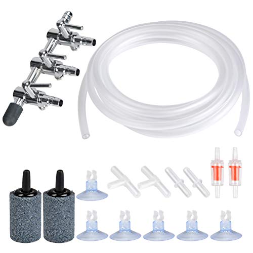 ATPWONZ Aquarium Air Pump Accessories Set 13 Feet Standard Airline Tubing with Air