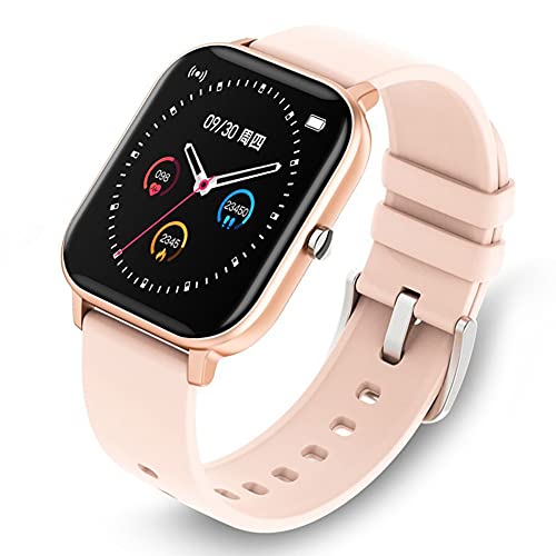 FSGD Rastreador de Ejercicios con Monitor de Ritmo Cardíaco Reloj Inteligente Contador de Pasos Monitor de Sueño Pantalla Táctil Reloj Podómetro Impermeable Mujeres Hombre para iOS Android,Beige Cover