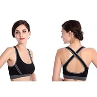 Penance for You Women's Yoga Stretch Workout Seamless Padded Sports Bra-34B-Black