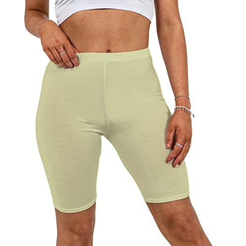Missloved Ladies Womens Cycling Dancing Gym 1/2 Leggings Active Casual Shorts (Cream, 20-22)