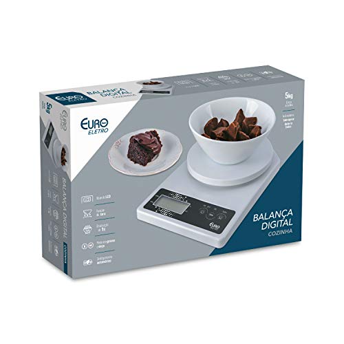 Balança digital para Cozinha, 5 Kg, Branco, BAL7832, Euro Home