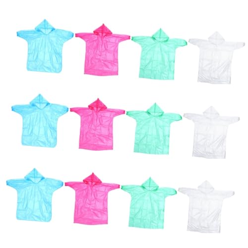 ORFOFE 12pcs Disposable Boy Girl Raincoats Mixed Color Hooded Ponchos for Hiking Camping and Outdoor Activities Pe Material for All-year Use
