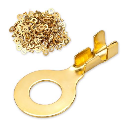 BAOMAIN 100-Pack M6 Non-Insulated Brass O-Ring Lug Cable Terminals