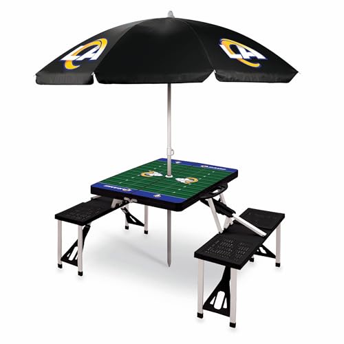 Image of PICNIC TIME NFL Picnic Table Portable Folding Table with Seats and Umbrella