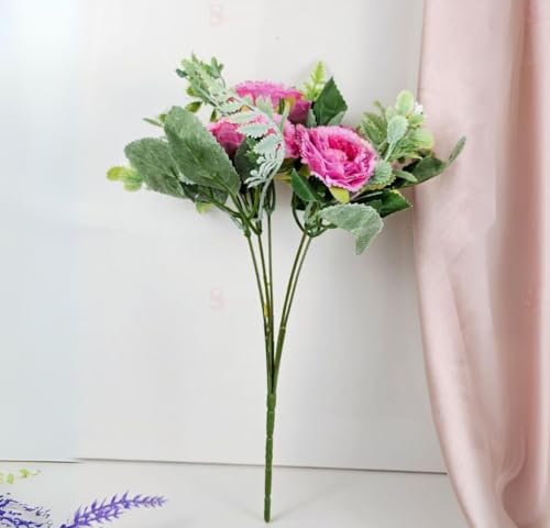 Image of SATYAM KRAFT 1 Bunch Artificial Carnation Flower Stick for Home Decor, Bedroom, Living Room, Balcony, Office Desk, Wedding, Marriage Decoration, Gift, Festival, Shelf & Corner Decoration (Shaded Pink)