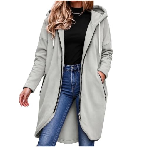Long Hoodies For Women Oversized Full Zip Up Coats With Pockets - image 1