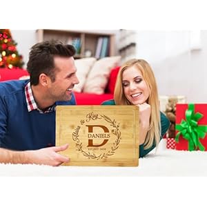 Silveroy Customized Love: Personalized Engraved Wood Cutting Boards for Couples - Ideal Gift for Weddings, Bridal Showers, Anniversaries, Christmas, Housewarming and Real Estate Closing Silveroy Customized Love Personalized Engraved Wood Cutting Boards for Couples Ideal Gift for Weddings Bridal Showers Anniversaries Christmas Housewarming and Real Estate Closing