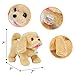 Easfan Electric Walking Brown Dog Plush Leash Puppy Toy Interactive Plush Toy with Remote Control Leash Christmas Birthday Gifts for Kids Toddlers