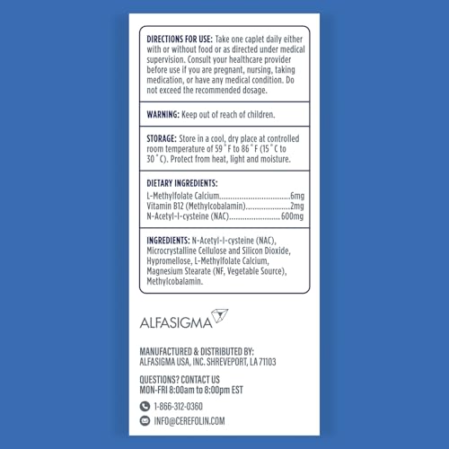 Cerefolin Brain Wellness, Targeted Nutrition for Cognitive Support, Improves Memory, Focus & Concentration, L-Methylfolate, NAC, B12, Neurologist
