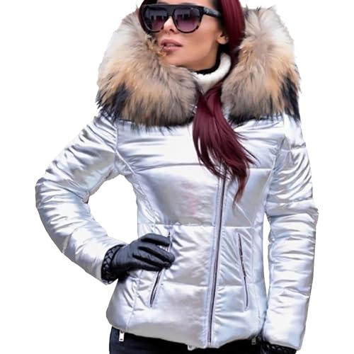 Veste mince femme contre le froid doudoune courte brillante à capuche