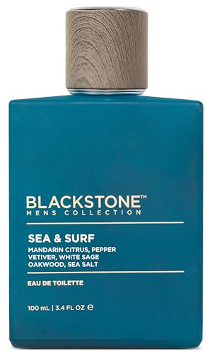 Blackstone Mens Collection Eau de Toilette Sea & Surf | Mens Fragrance Fresh & Long-Lasting Cologne with Mandarin Sea Salt Oakwood & Sage | Everyday Fragrance Travel Size (3.4 Fl Oz)