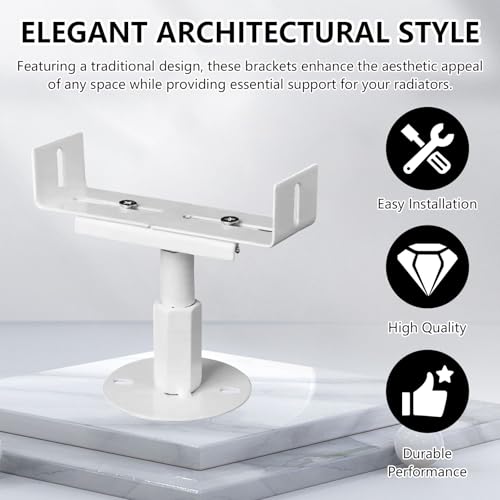 Miniatura 9 de Radiador, 2 Piezas Soporte Para Radiador 18-23 Cm Altura Regulable Y 3-22 Cm Ancho Regulable Patas De Radiadores De Aluminio Soporte De Suelo Para Radiadores De Columna