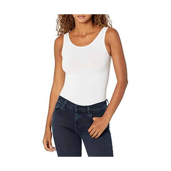 Yummie Women's Ruby Cotton Seamless Shaping Full Back Bodysuit, White, Medium/Large