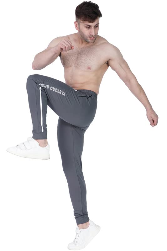 Image of Men's Unique Design Comfortable Polyester Solid Logo Print Regular Fit Track Pants /Trouser /Lower for Boy (Color:-Grey,Size:-L)