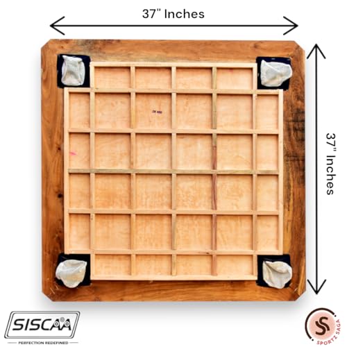 Image of Siscaa Bulldog Sureslam Carrom Board 29x29 Inch - Premium English Birch Ply - Includes Siscaa Sure Slam Coin, Genius Striker, Top Cover, 30gm Powder - Full Size 37 inch for Champions