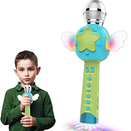 ezbnb Toddler Karaoke Microphones for 3-10Year Old Boys, Karaoke Microphone for Kids Karaoke Wireless Toys with Speaker Recording Magic Voice Boys Home Party Best Birthday Gift (Green)