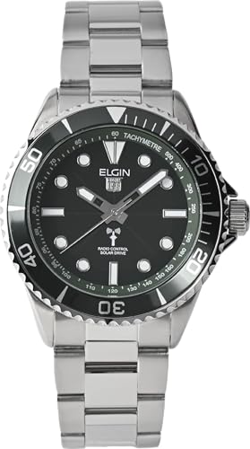 【国内正規品】エルジン ELGIN 電波ソーラーウォッチ 腕時計 10気圧防水 太陽電池 メンズ 男性用 ダークグリーン文字盤 FK1427S-GRP