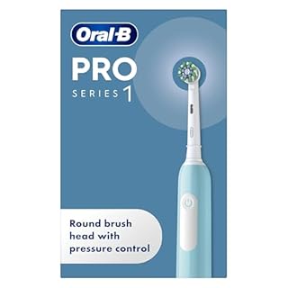 Oral-B Pro 1 Electric Toothbrushes Adults, Oral B Electric Toothbrush, With 3D Cleaning, 1 Toothbrush Head, Gum Pressure Control, 2 Pin UK Plug, Blue, Travel Electric Toothbrush