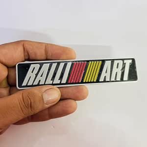 RALLIART Sticker (Black pe Silver) 12cmx2.5cm Ralliart Badges, Car ...