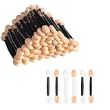 DJHUHN Lidschattenpinsel Einweg 50 Stück, Doppelseitige Lidschatten Applikatoren, Augen Make-up Schwämme für Frauen & Mädchen