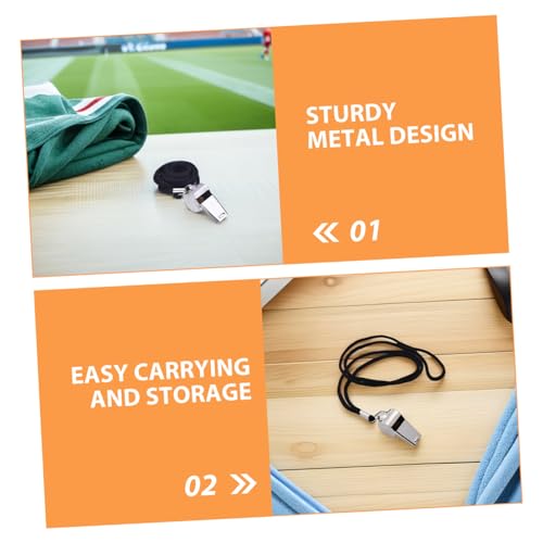 6 silbatos de acero inoxidable con cordón para entrenadores y árbitros miniatura 3