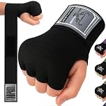 BEAST RAGE Boxing Wraps Hand Gel Gloves MMA 75cm Long Wrap Padded Elasticated Quick Boxing Punching Bag Training Muay Thai Hand Wraps UFC Bandages For Mens Ladies kids (M (Adult), Black)