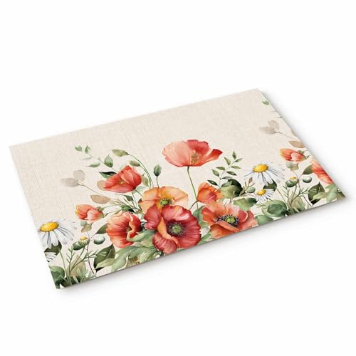 Homechoid Red Poppy �t�����g�h�A�}�b�g �����G���g�����X 18x30�C���` �t�̃J���g���[���ʉ�f�C�W�[�t�����[���[�t �A�� �z���h�A�}�b�g �o�X���[��/�K���[�W/�L�b�`��/�G���g��/�o�b�N�p ����\