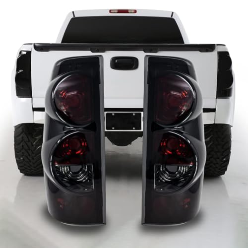 CPW Tail Lights Compatible with Chevy Silverado 1500/2500/3500(1999-2006)/2007 Classic and GMC Sierra 1500/2500/3500(1999-2002) Smoked Tail Lights Assembly(Black Smoke)