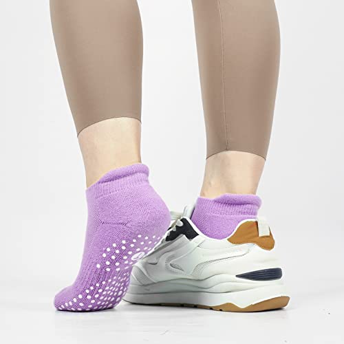 Image of Toes Home Pilates Socks for Women, Cushioned Ankle Grippy Non Slip Socks for Yoga, Hospital, Barre, Home Slipper 2 /4 Pairs