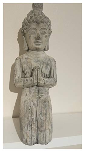 Sculpture de Bouddha Statue de jardin à genoux - Résiste au gel effet pierre Cover