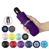 Automatic Travel Umbrella Compact Mini Umbrella Windproof Folding Rain Umbrella Auto Open/Close Lightweight Small Umbrellas for Women Men Kids (Purple)