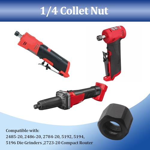 48-68-0031 1/4 Inch Die Grinders Collet Nut Replacement Parts for 2485-20,2486-20,2784-20,5192,5194,5196 Die Grinder/2723-20 Compact Router
