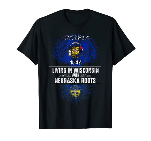 Wisconsin Home Nebraska Roots State Tree Flag Regalo Camiseta