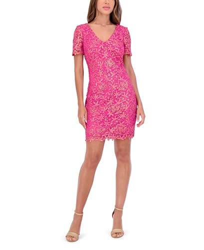 Image of Kensie Women's Floral Lace V-Neck Mini Dress