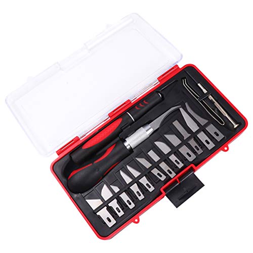 ULTECHVO Kit de ferramentas de entalhe de madeira, 16 peças, facas de detalhes de aço carbono, ferra