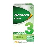 Berocca Expert Omega 3 1000mg   Huile de Poisson   600mg d'Oméga 3 (EPA 300mg + DHA 250mg)   Complément Alimentaire avec Vitamine E   60 Capsules molles