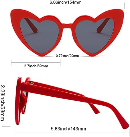 Gafas De Sol De Corazón Retro Para Mujer - Estilo Ojo De Gato En Rojo Vino - Talla Pequeña